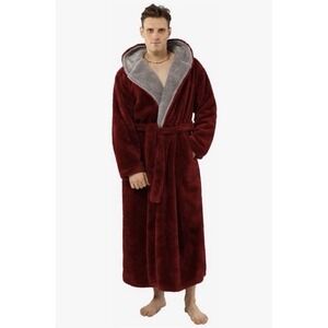 Mens Soft Fleece Plush Full Length Bathrobe - Size S - Lt Blue